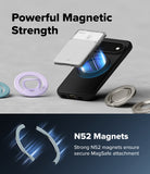 Google Pixel 11 Pro Case | Onyx Ring - A black smartphone case with a built-in magnetic card holder and ring stand, shown floating over a gray surface with blue magnetic effect graphics. Large text reads 'Powerful Magnetic Strength' and 'N52 Magnets Strong N52 magnets ensure secure MagSafe attachment.
