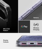 Google Pixel 11 Case | Fusion Matte - A clear protective phone case shown in a multi-panel feature graphic. The collage highlights the case's transparent bumper, precise cutouts, and compatibility with Google Pay and wireless charging, with close-up views of the side buttons and bottom charging ports.