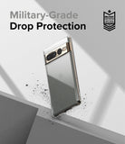 Google Pixel 7 Pro Case | Fusion Matte - Matte phone case floating above a gray surface with military-grade drop protection text.