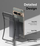 Google Pixel 7 Pro Case | Fusion Matte - Exploded view of phone case showing hard PC, soft TPU, and lanyard holes.