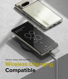 Google Pixel 7 Case | Fusion Matte - Two Pixel 7 phones in clear cases, one charging wirelessly on a pad.