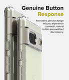 Google Pixel 7 Case | Fusion Matte - Close-up of a clear phone case on a Pixel 7 highlighting precise button cutouts.