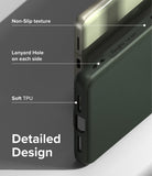 Google Pixel 7 Case | Onyx - Close-up of phone case features including non-slip texture, lanyard holes, and soft TPU material.