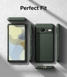 Google Pixel 7 Case | Onyx - Dark green phone case shown from multiple angles with a textured back and precise cutouts.