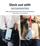 Google Pixel 7a Case | Fusion - Clear - Two people wearing clear phone cases with colorful neck straps attached.