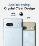 Google Pixel 7a Case | Fusion Matte - Comparison of a clear, anti-yellowing case versus an old, yellowed, scratched case.