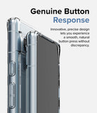 Google Pixel 7a Case | Fusion Matte - Close-up of a clear phone case highlighting responsive, tactile side buttons.