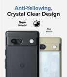 Google Pixel 7a Case | Fusion Matte - Comparison of a clear, clean new phone case versus a yellowed, scratched old case.