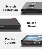 Google Pixel 7a Case | Fusion Matte - Close-ups showing camera scratch protection, raised screen bezels, and port cutouts.