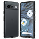 Google Pixel 7a Case | Fusion Matte - Front and back view of a black matte phone case on a Google Pixel 7a.