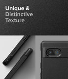Google Pixel 7a Case | Onyx - Black phone case with a textured, pebbled surface and camera bar cutout.