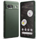 Google Pixel 7a Case | Onyx - Textured dark green phone case shown from the back and front with a smartphone screen.
