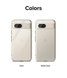 Google Pixel 8a Case | Fusion - Two Google Pixel 8a phones in clear and matte clear protective cases side-by-side.