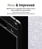 Google Pixel 8a Case | Fusion - Clear phone case corner with micro-dot texture next to a pile of raw TPU plastic pellets.