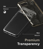 Google Pixel 8a Case | Fusion - Comparison of a yellowed old phone case and a clear new case on a black background.