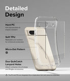 Google Pixel 8a Case | Fusion - Clear protective case features highlighting hard PC, soft TPU, and lanyard holes.
