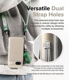 Google Pixel 8a Case | Fusion - A phone in a clear case worn with green straps, highlighting dual strap holes for accessories.