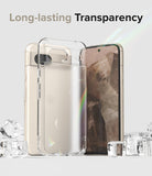 Google Pixel 8a Case | Fusion - Clear phone case standing in front of a gold smartphone surrounded by ice cubes.