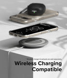 Google Pixel 8a Case | Fusion - A clear phone case on a Pixel 8a hovering above a wireless charging pad on a white surface.