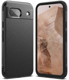 Google Pixel 8a Case | Onyx - Matte black textured phone case shown from the back and front with a crystal-patterned screen.