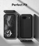 Google Pixel 8a Case | Onyx - Multiple views of a black phone case showing front, back, sides, and top/bottom ports.