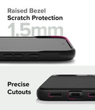 Google Pixel 8a Case | Onyx - Close-up of phone case showing 1.5mm raised bezel for screen protection and precise port cutouts.