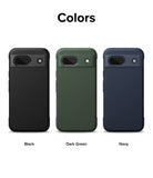 Google Pixel 8a Case | Onyx - Three phone cases in black, dark green, and navy arranged side-by-side against a white background.