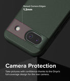 Google Pixel 8a Case | Onyx - Dark green phone case highlighting 1.2mm raised edges around the rear camera lenses.