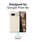 Google Pixel 8a Case | Onyx - Cream-colored Google Pixel 8a phone showing front and back views with 6.1-inch display text.