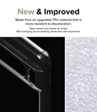 Google Pixel 8 Pro Case | Fusion - Clear phone case corner with dot pattern next to a pile of raw TPU plastic pellets.