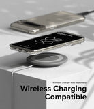 Google Pixel 8 Pro Case | Fusion - Clear phone case on a Google Pixel 8 Pro wirelessly charging on a grey pad.