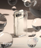 Google Pixel 8 Pro Case | Fusion Matte - A clear, matte phone case standing in front of a Pixel 8 Pro amidst floating glass spheres.