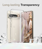 Google Pixel 8 Pro Case | Fusion Matte - Clear phone case floating in front of a gold Pixel 8 Pro surrounded by ice.
