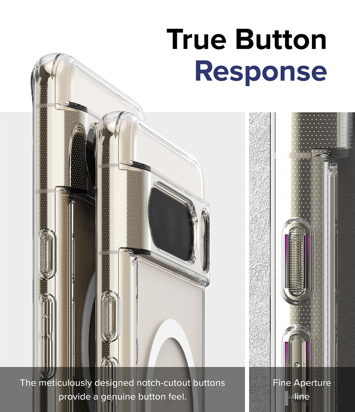 Google Pixel 8 Pro Case | Fusion Magnetic Matte - Close-up of phone case buttons showing precise cutouts for tactile feel.