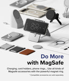 Google Pixel 8 Pro Case | Fusion Magnetic Matte - Pixel 8 Pro in a clear case on a magnetic stand with various accessories.