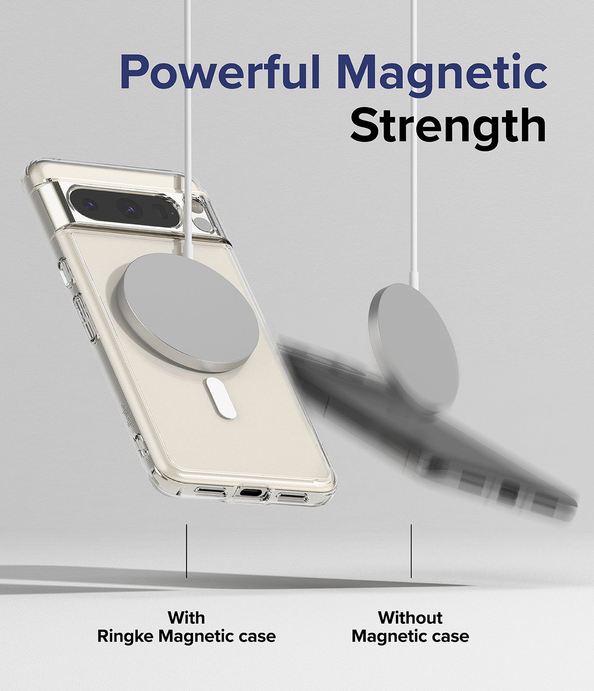 Google Pixel 8 Pro Case | Fusion Magnetic Matte - Magnetic charger attached to a phone case versus falling off.