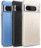 Google Pixel 8 Pro Case | Fusion Matte - Three Google Pixel 8 Pro phones in blue, black, and beige cases with clear frames.