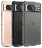 Google Pixel 8 Case | Fusion Matte - Three Google Pixel 8 phones in rose gold, black, and gray matte cases with clear edges.