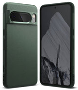 Google Pixel 8 Pro Case | Onyx - Dark green textured phone case shown from back and front angles on a white background.