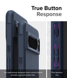 Google Pixel 8 Pro Case | Onyx - Close-up of textured phone case showing precise button cutouts for tactile response.