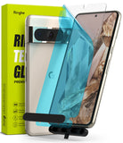 Google Pixel 8 Pro Screen Protector | Glass - Tempered glass screen protector with installation tool and packaging.
