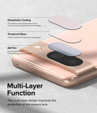 Google Pixel 8 | Camera Protector Glass [3 Pack] - Google Pixel 8 | Camera Protector Glass - Exploded view of multi-layer camera lens protector on a smartphone.