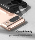 Google Pixel 8 | Camera Protector Glass [3 Pack] - Tempered glass camera lens protector hovering over a phone case.