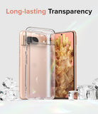 Google Pixel 8 Case | Fusion Matte - Clear phone case on a rose gold Pixel 8 surrounded by ice cubes against a light background.