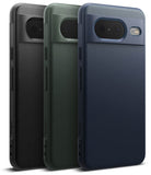 Google Pixel 8 Case | Onyx - Three textured Google Pixel 8 cases in black, green, and navy blue arranged side-by-side.