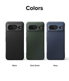 Google Pixel 8 Case | Onyx - Three Google Pixel 8 cases in black, dark green, and navy arranged side-by-side.
