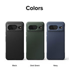 Google Pixel 8 Case | Onyx - Three Google Pixel 8 cases in black, dark green, and navy arranged side-by-side.