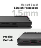 Google Pixel 8 Case | Onyx - Close-up of a black phone case showing a 1.5mm raised bezel for screen protection and precise cutouts.