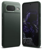Google Pixel 8 Case | Onyx - Dark green textured phone case shown from the back and front with a purple crystal wallpaper.