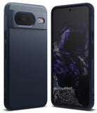 Google Pixel 8 Case | Onyx - Navy blue textured phone case shown from the back and front with a crystal screen wallpaper.